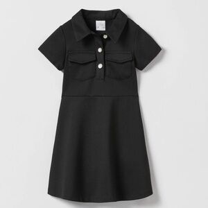 NWT Zara girls black ponte collared uniform school dress size 11 12 years
